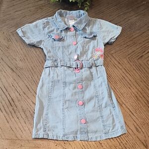 Stylish Denim Kids Dress Size 6 with Pink Accents